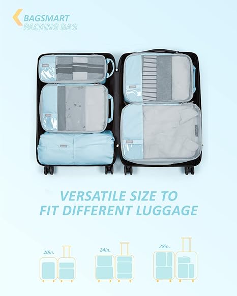 BAGSMART 6 Set Compression Packing Cubes - Lightweight Travel Essentials, Durable Luggage Organizer - Image 5