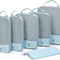 BAGSMART 6 Set Compression Packing Cubes - Lightweight Travel Essentials, Durable Luggage Organizer
