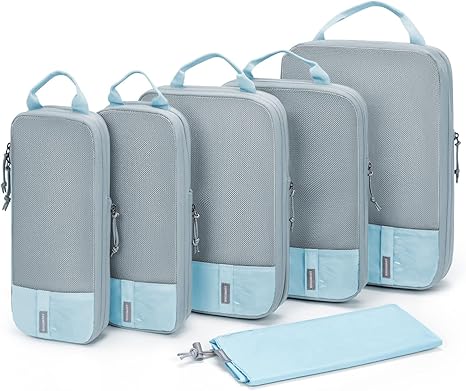 BAGSMART 6 Set Compression Packing Cubes - Lightweight Travel Essentials, Durable Luggage Organizer