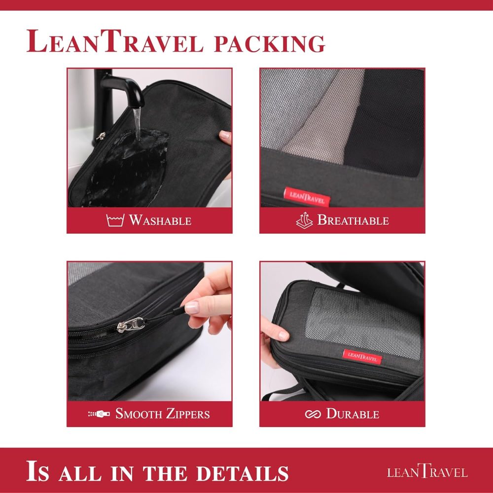 Compression Packing Cubes for Travel Organizers with Double Zipper, LeanTravel - Image 2