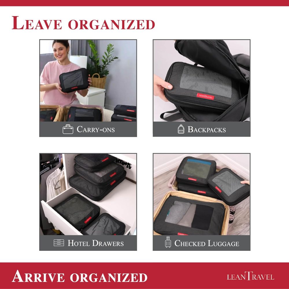 Compression Packing Cubes for Travel Organizers with Double Zipper, LeanTravel - Image 9