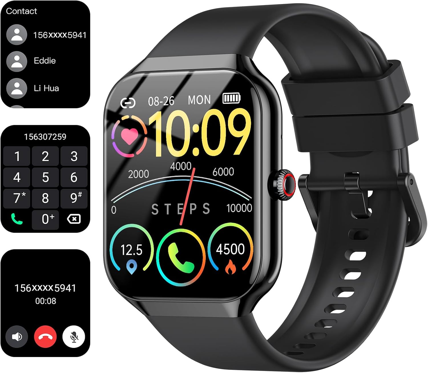 Smart Watch, 1.96" HD SmartWatch for Men Women Touch Screen Answer/Make Call, 100+ Sport Fitness Tracker IP68 Waterproof, Activity Tracker with Heart Rate SpO2/Sleep Monitor/Pedometer for Android iOS